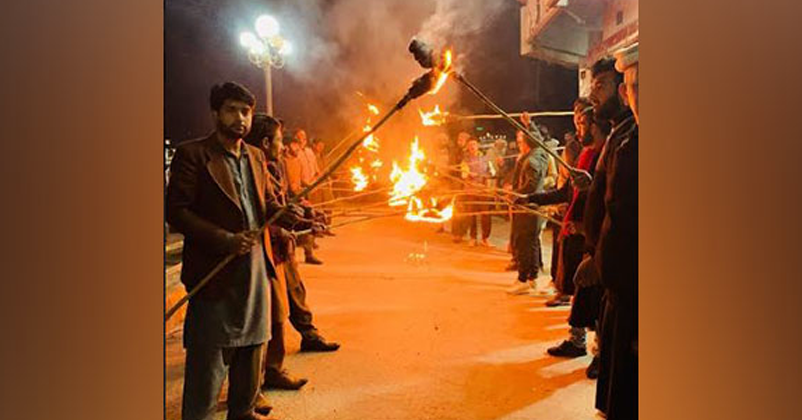 Pakistan occupied Jammu Kashmir Joint Awami Action Committee holds torch wielding protest against Pakistan administration