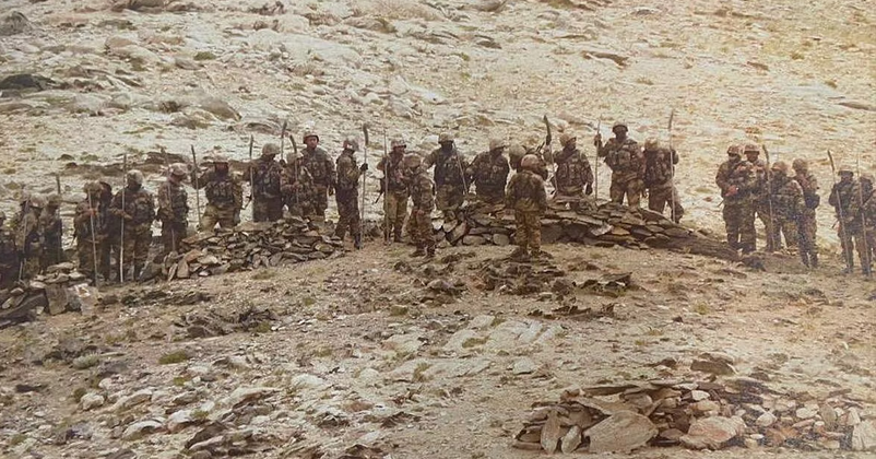 Chinese soldiers opposite an Indian Army location at the southern banks of Pangong Tso