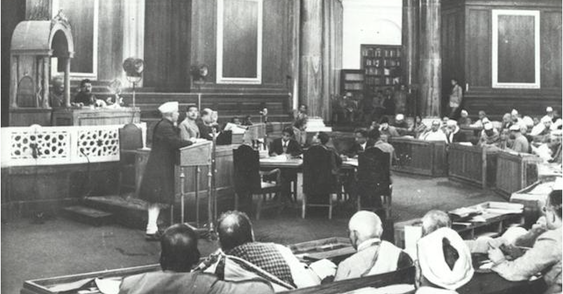 Nehru in Parliament after war 